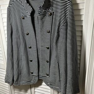 Tommy Hilfiger Black and White Striped Jacket Size 2X